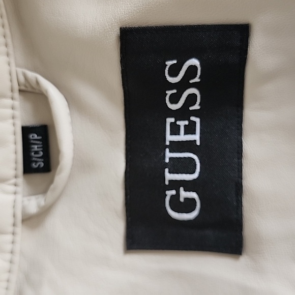 Guess Women's Off-White Faux-Leather Moto Jacket - Picture 2 of 9